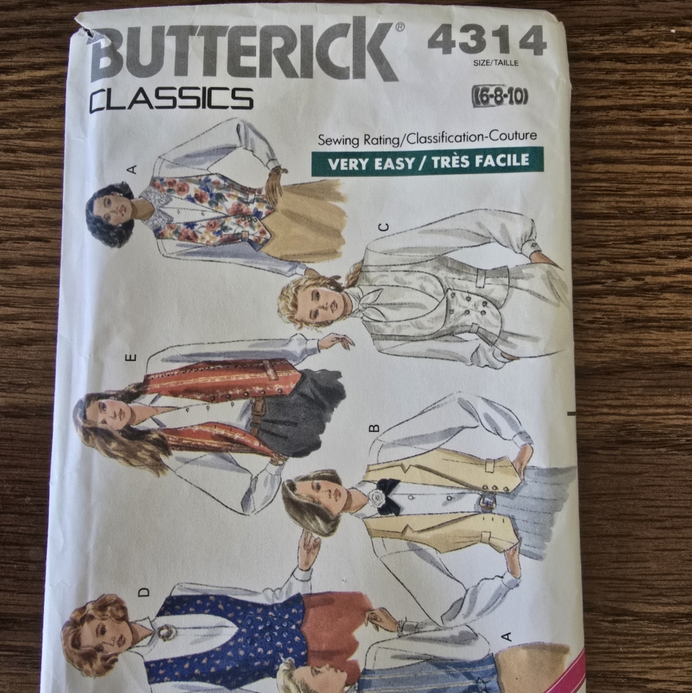 Butterick Classics Vintage 1989 Woman’s Vest Pattern 4314  Cut